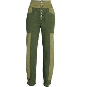 Veronica Beard Green Marley Two-Tone Convertible Leg High Rise Pants Size 26